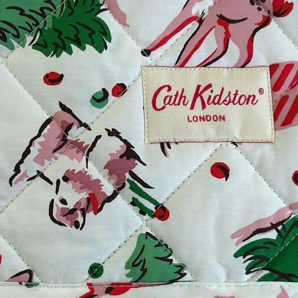 Cath Kidston London Ditsy Deer Pink Christmas Holiday FULL Quilt 87.5" x 77.5" - Picture 4 of 9